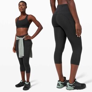 Lululemon Fast and Free Crop II 19" Black‎ *Non-Reflective 2 High Waist Rise Gym